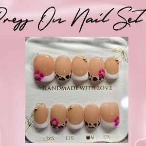 Pink and Brown Press-On Nails